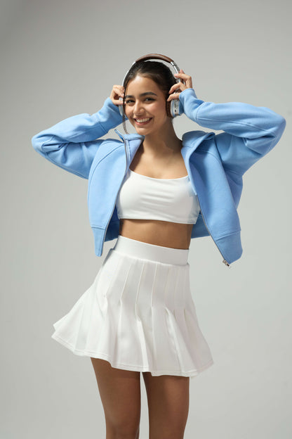 JOJO8-蓝色连帽衫白色百褶裙 - JOJO fashion