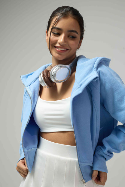 JOJO8-蓝色连帽衫白色百褶裙 - JOJO fashion