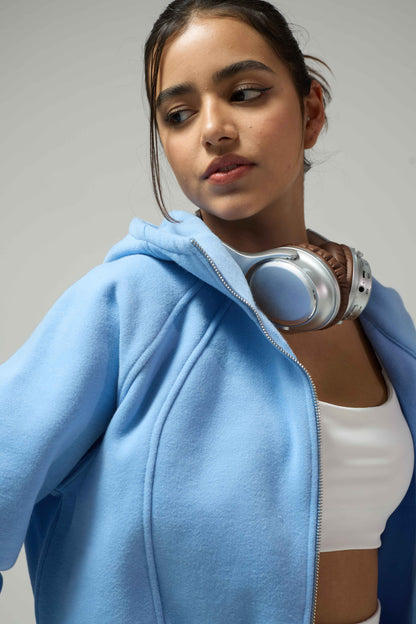 JOJO8-蓝色连帽衫白色百褶裙 - JOJO fashion