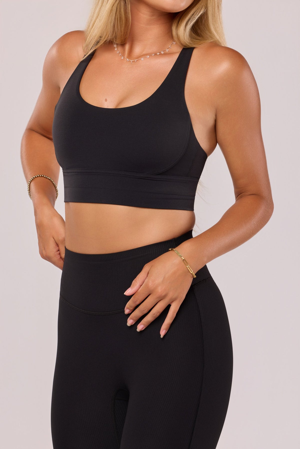 Women's Cross-Back Longline Sports Bra in Black – photo 5