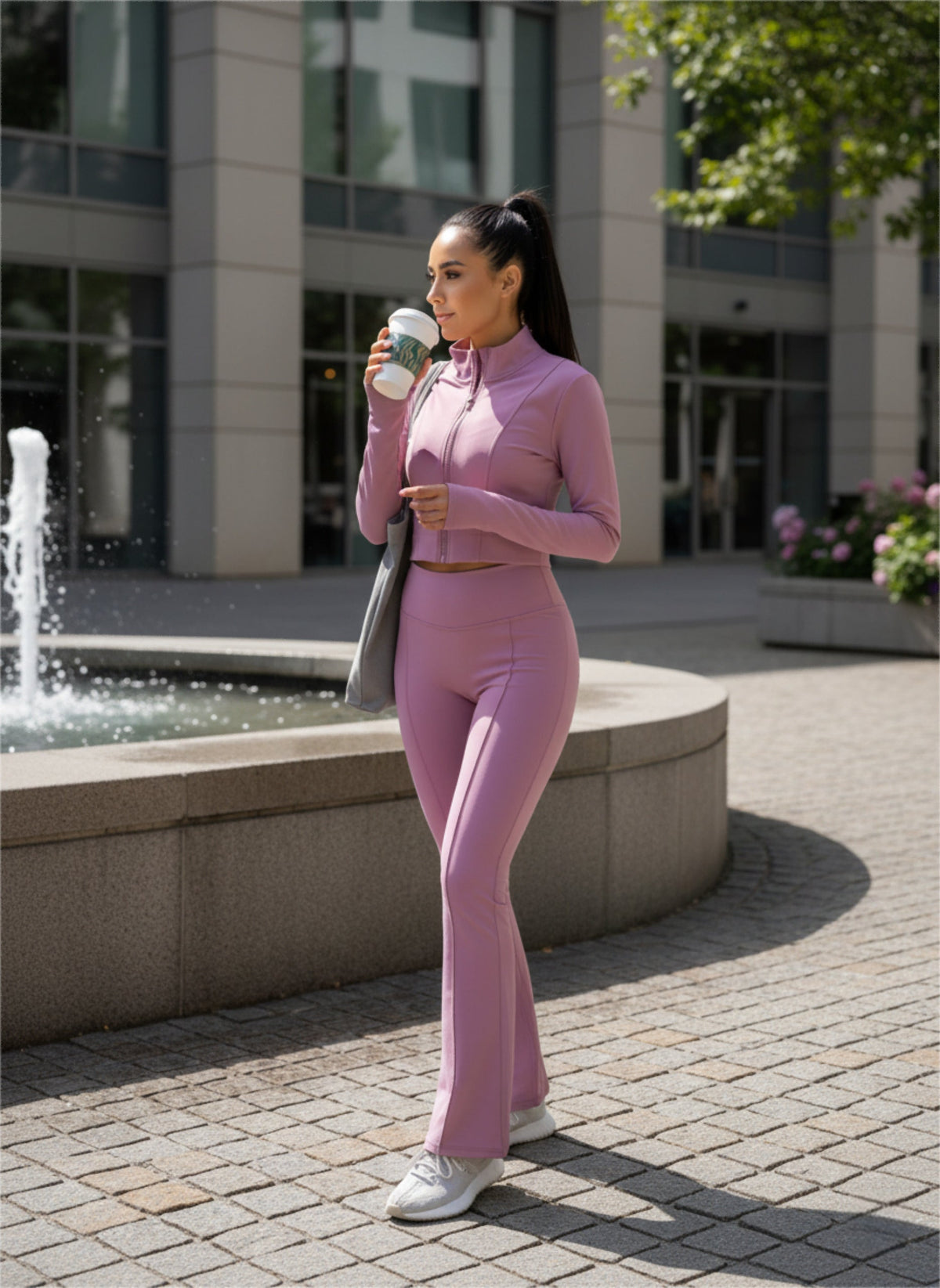 Women's High-Waist Flare Yoga Pants in Blush