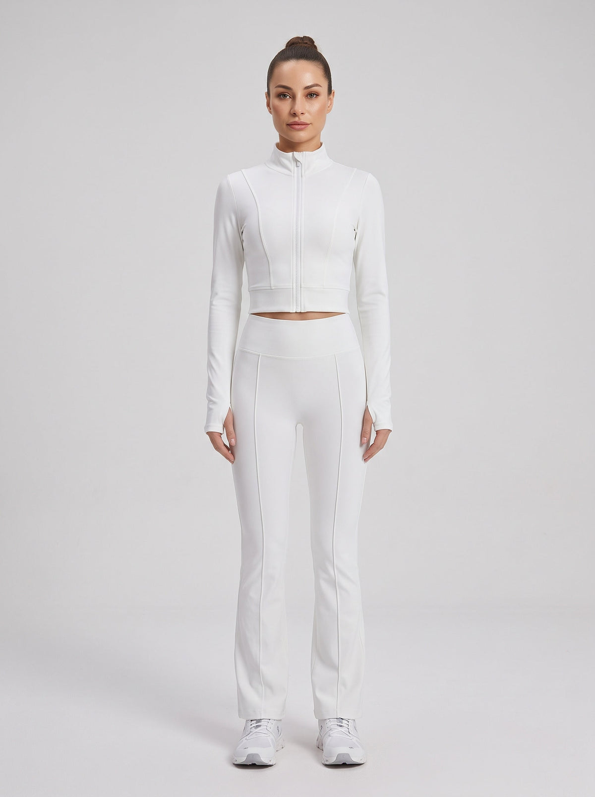 Women's High-Waist Flare Yoga Pants in Ivory – photo 2