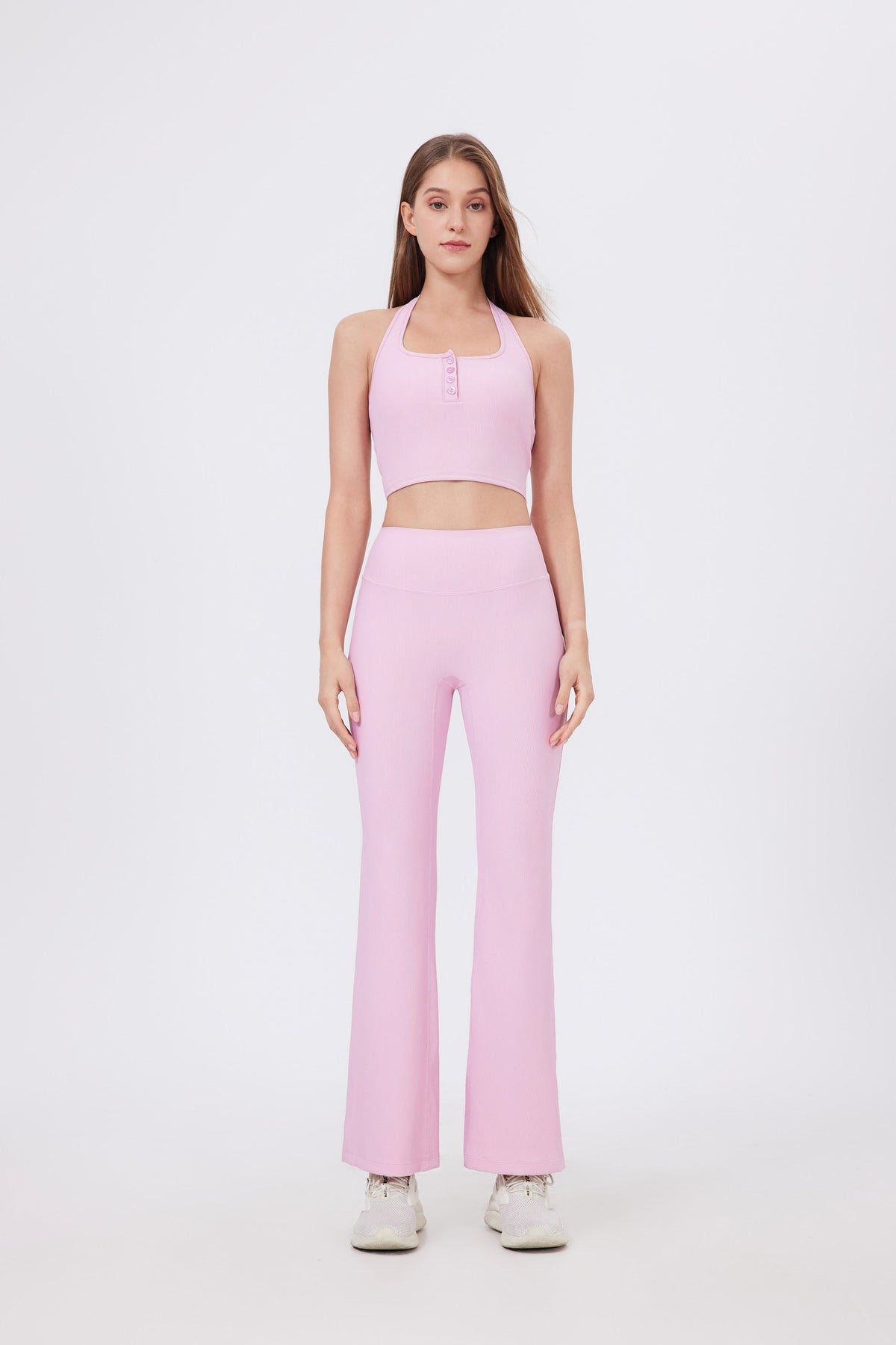 Women's Buttery Soft High-Waist Flare Leggings in Blush – photo 2