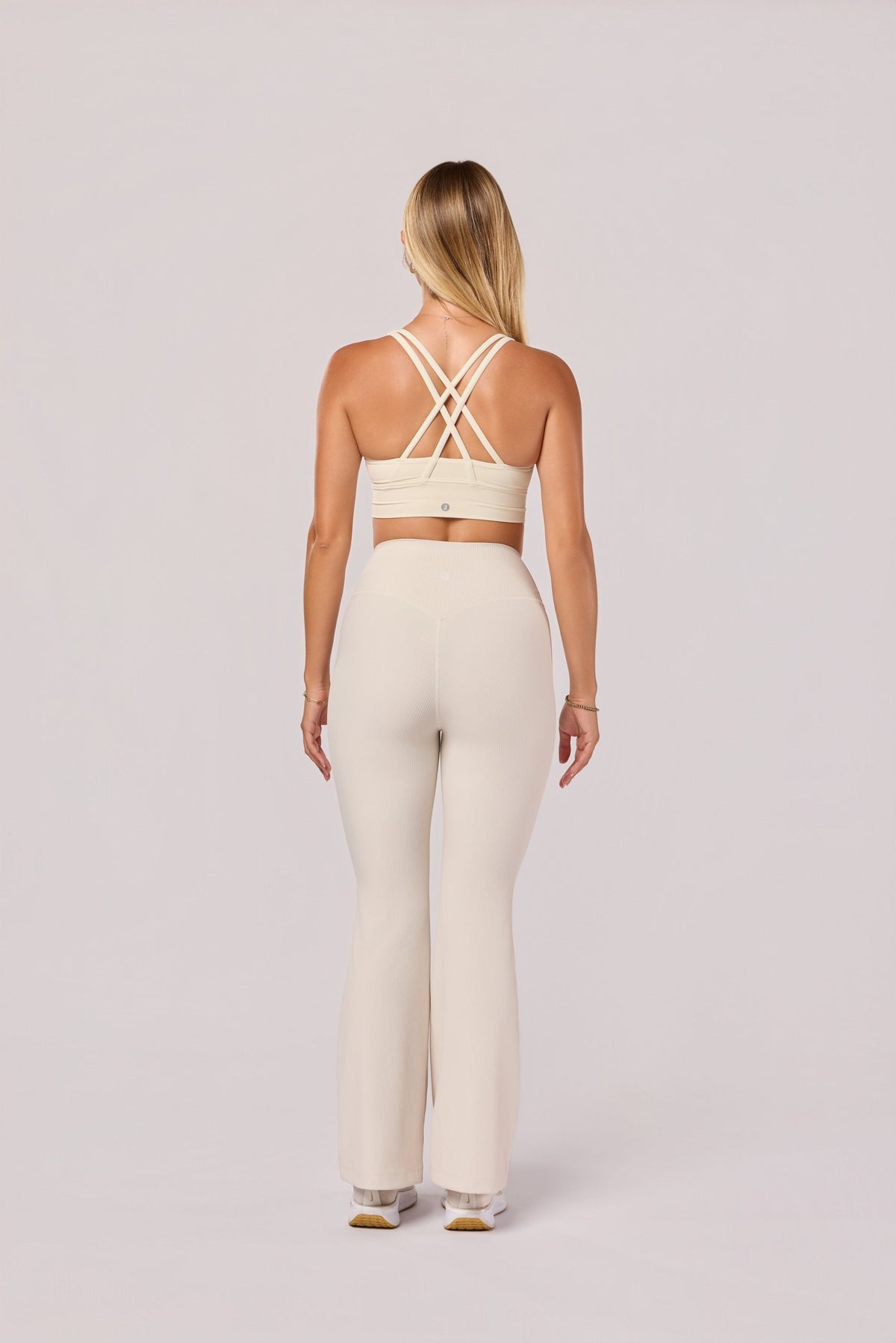 Women's Buttery Soft High-Waist Flare Leggings in Ivory – photo 4