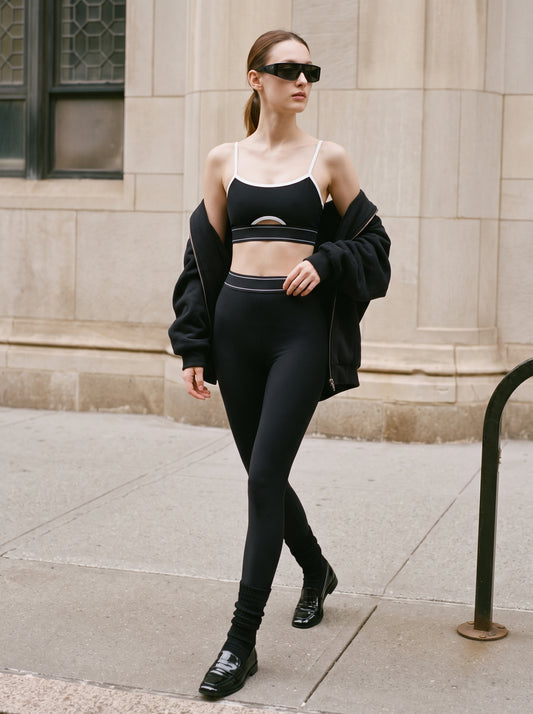 Women's High-Waist Leggings with Contour Waistband in Black