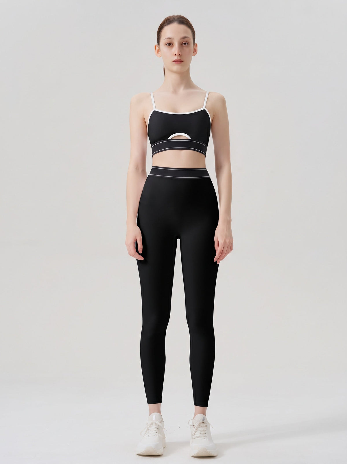 Women's High-Waist Leggings with Contour Waistband in Black – photo 2