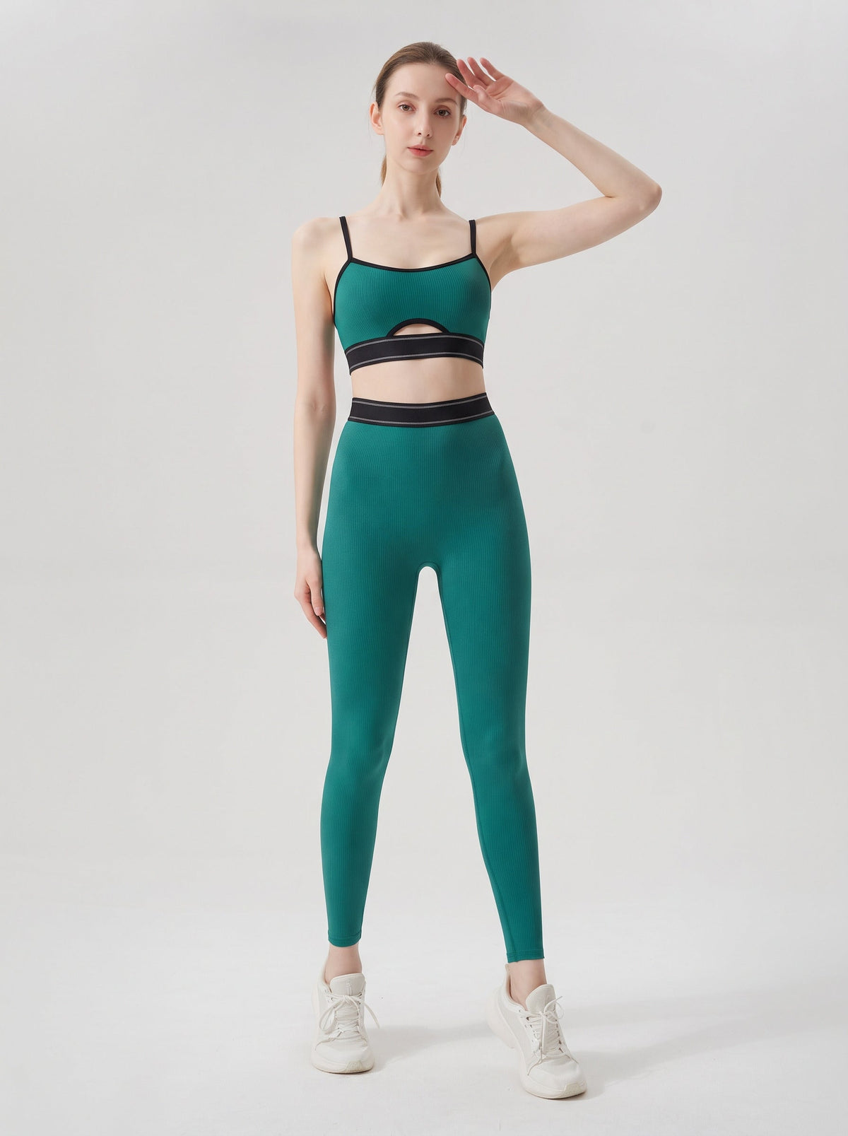 Women's High-Waist Leggings with Contour Waistband in Green – photo 2
