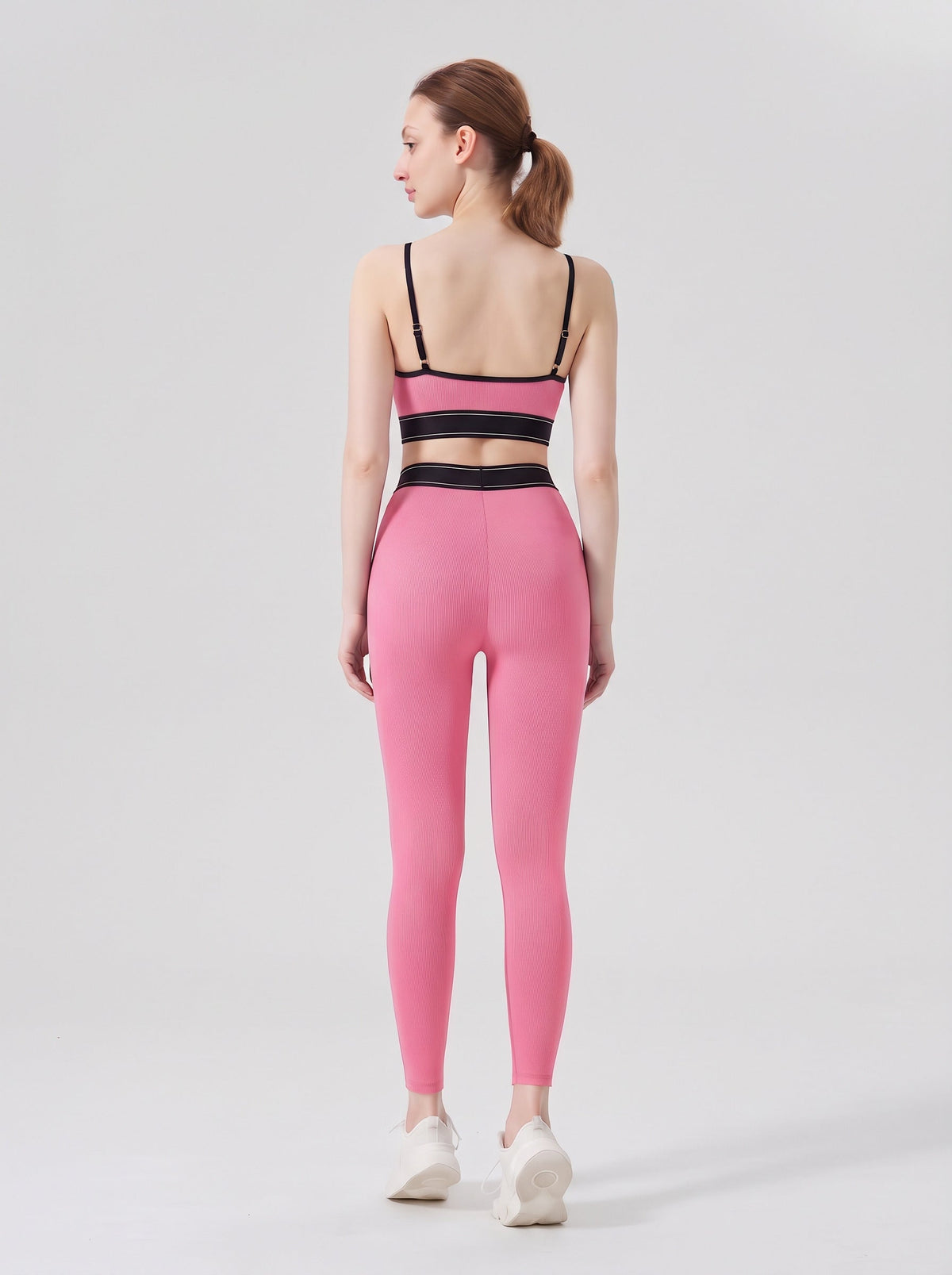Women's High-Waist Leggings with Contour Waistband in Pink – photo 4