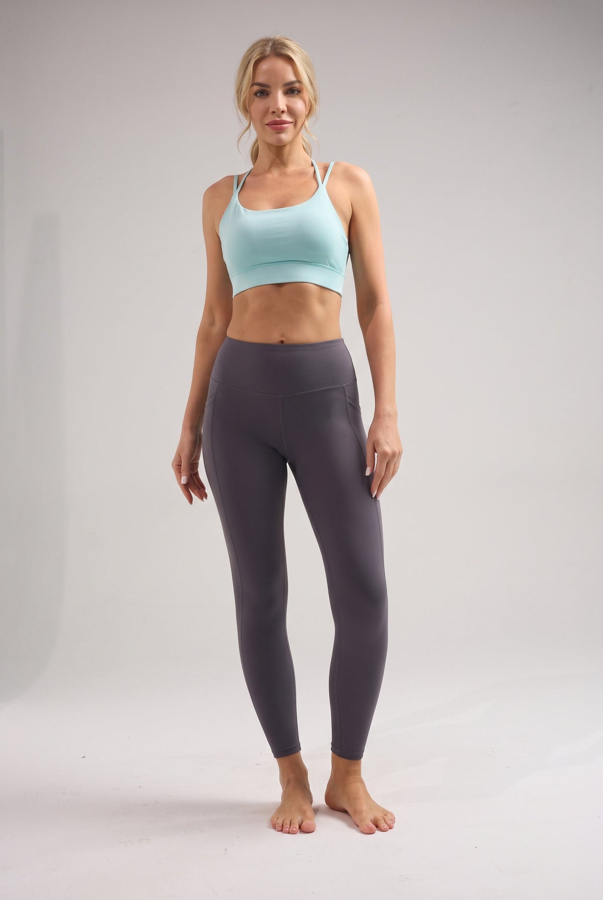 Women's High-Waist Leggings with Side Pockets in Dark Grey – photo 2