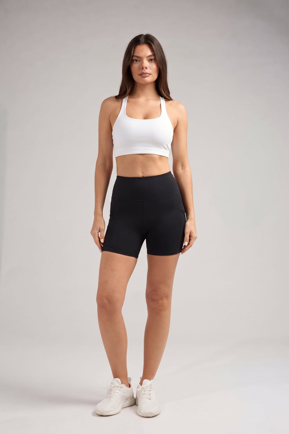 Women's High-Waist Biker Shorts with Pockets in Black – photo 2