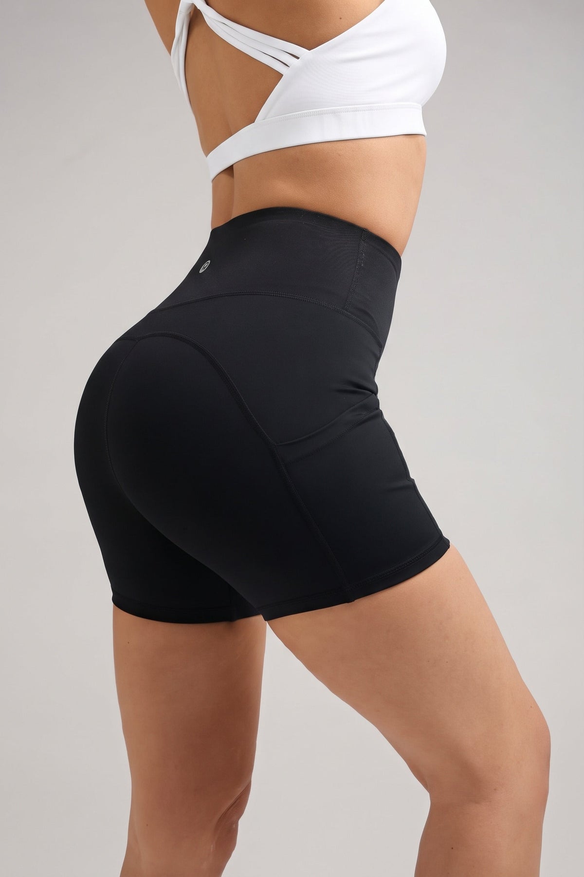 Women's High-Waist Biker Shorts with Pockets in Black – photo 4