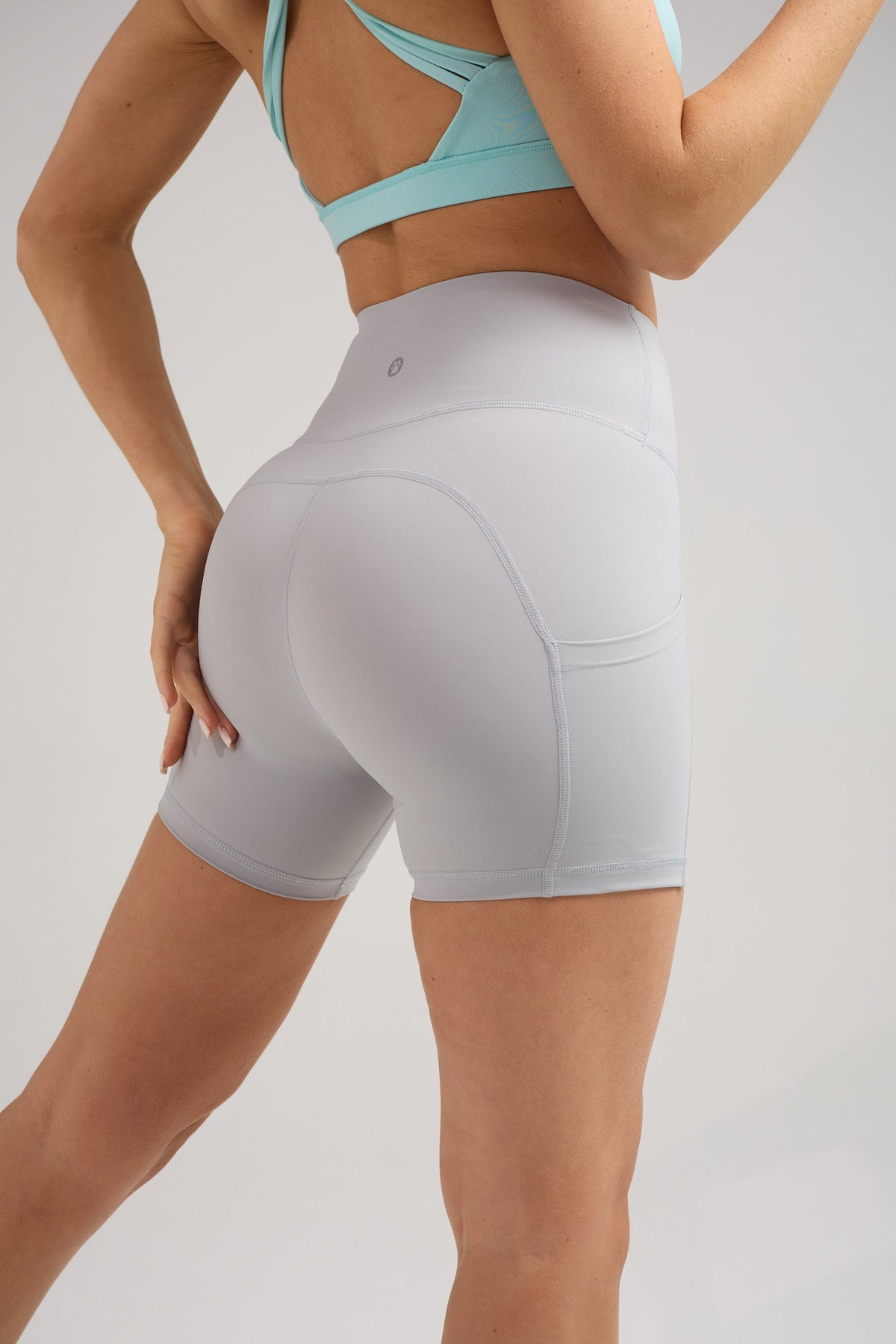 Women's High-Waist Biker Shorts with Pockets in Grey – photo 5
