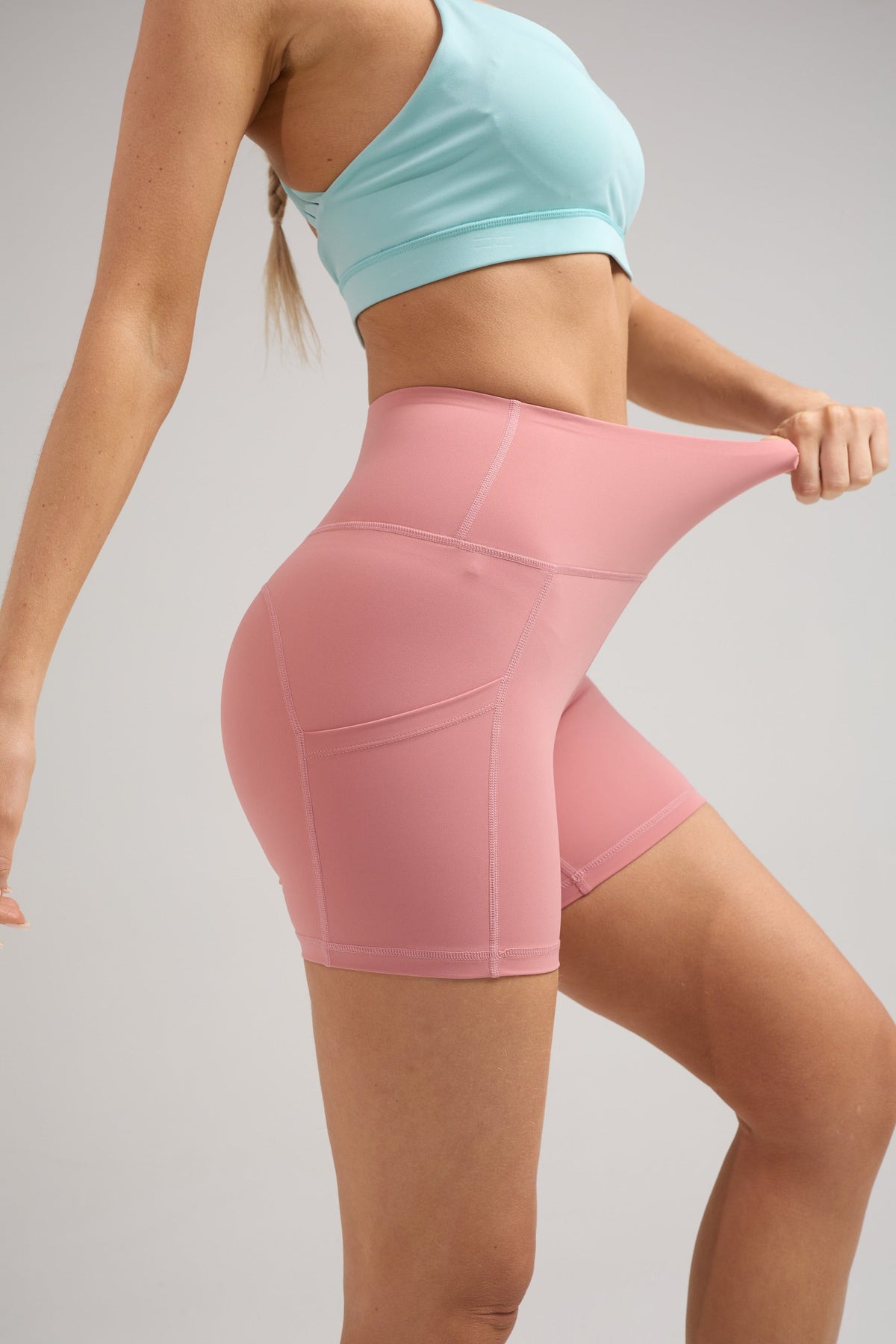 Women's High-Waist Biker Shorts with Pockets in Pink – photo 4