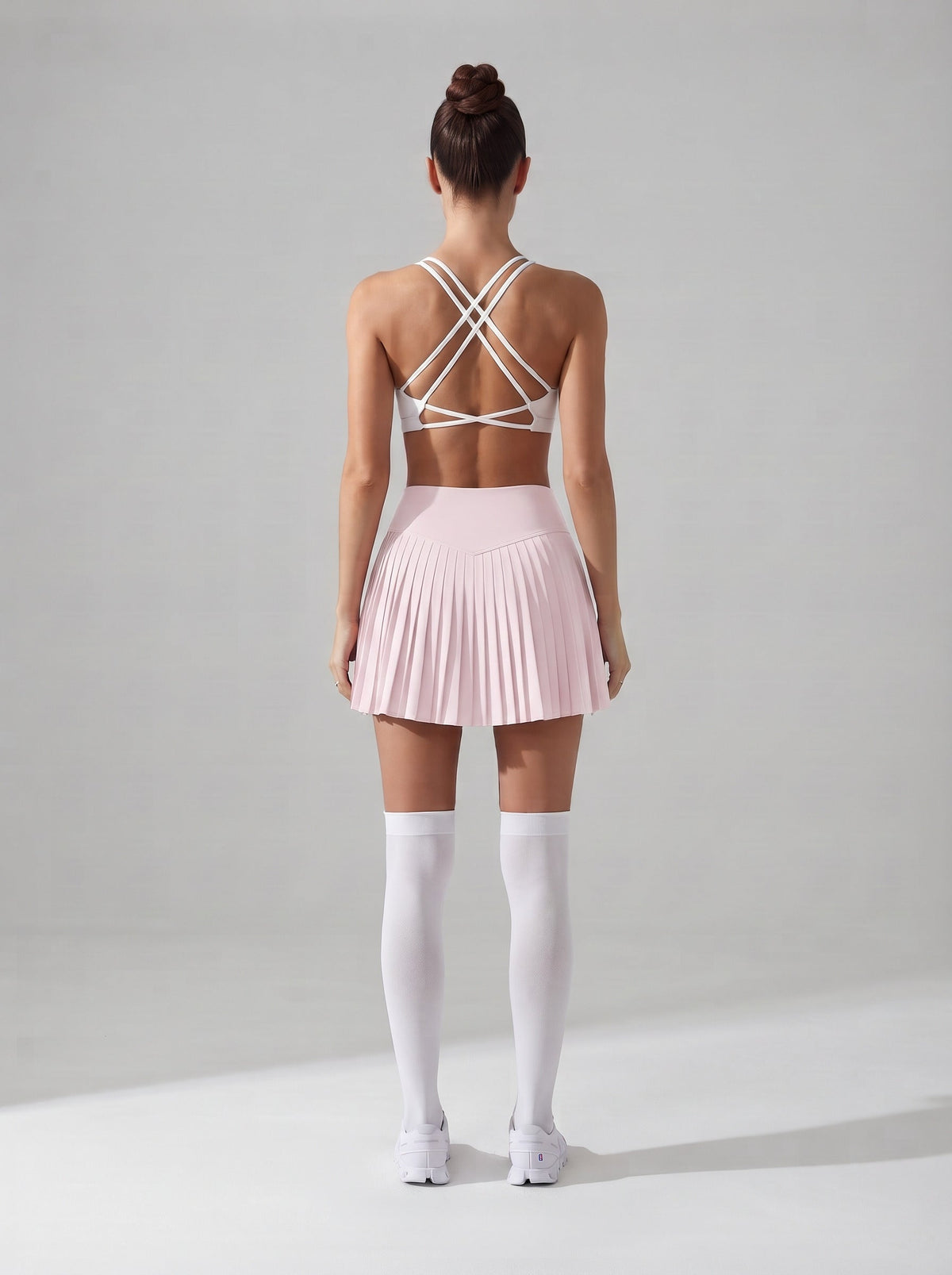 Women's Pleated Tennis Skirt with Built-In Shorts in Pink – photo 4
