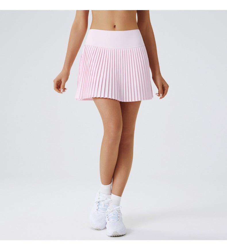 Women's Pleated Tennis Skirt with Built-In Shorts in Pink – photo 5