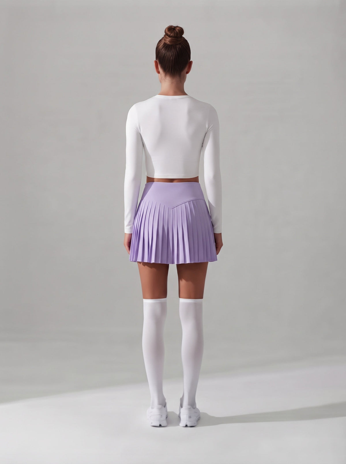 Women's Pleated Tennis Skirt with Built-In Shorts in Purple – photo 3