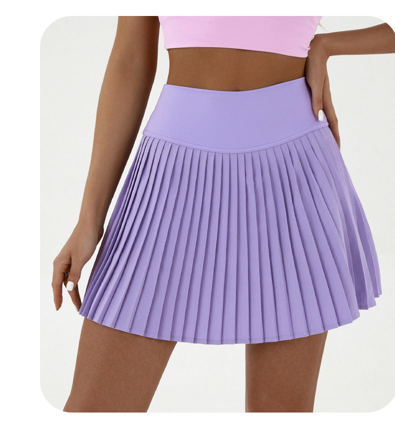Women's Pleated Tennis Skirt with Built-In Shorts in Purple – photo 4