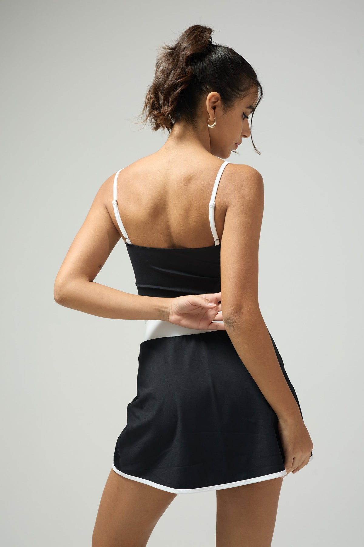 Women's Wrap Tennis Skort with Contrast Trim in Black – photo 6
