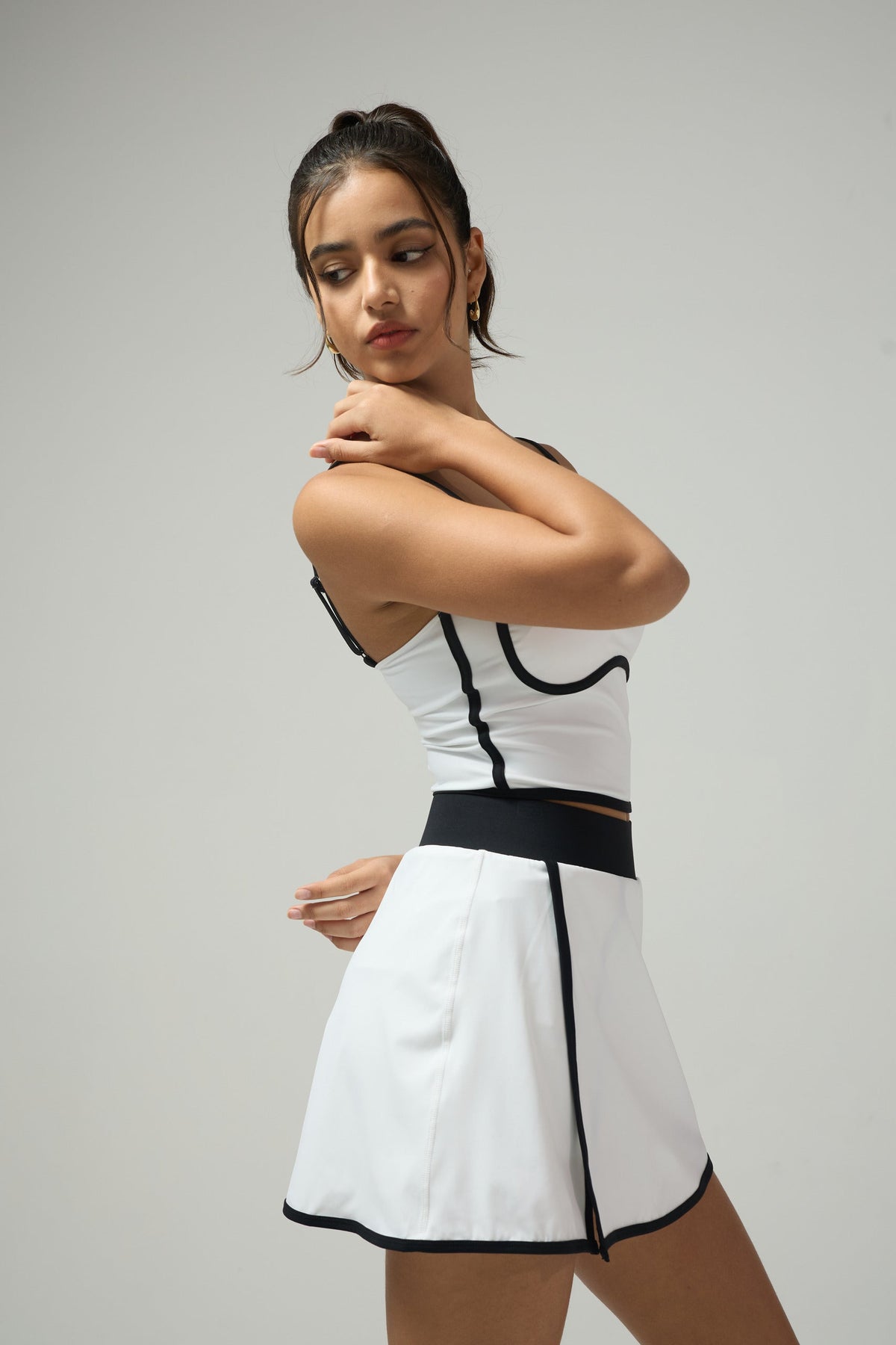 Women's Wrap Tennis Skort with Contrast Trim in White – photo 3