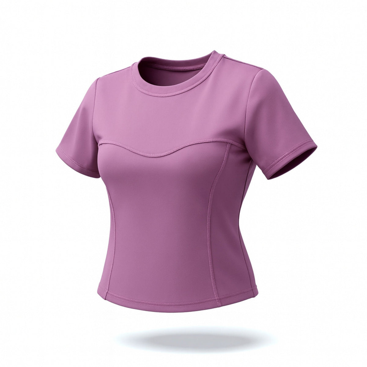 Women's Fitted Seamed Short Sleeve Yoga Tee in Blush – photo 2
