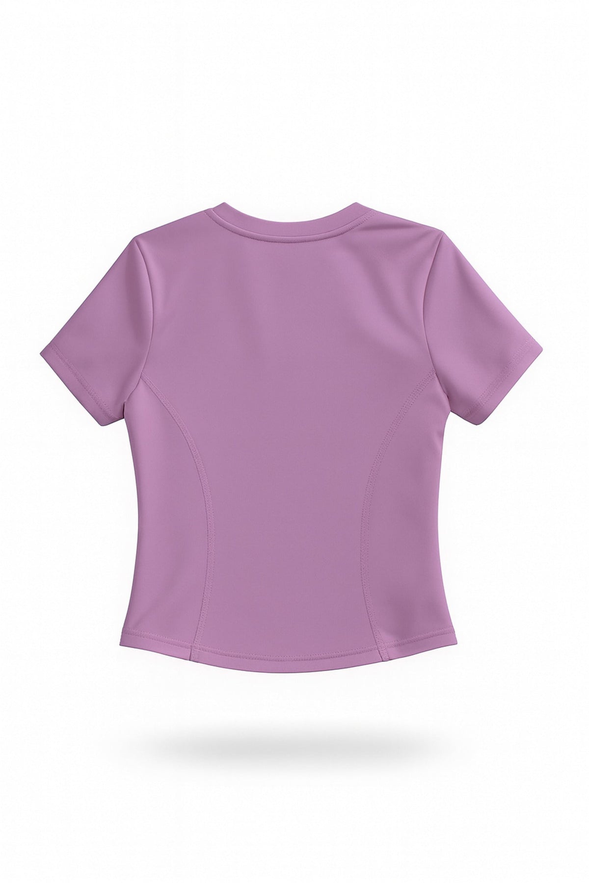 Women's Fitted Seamed Short Sleeve Yoga Tee in Blush – photo 3