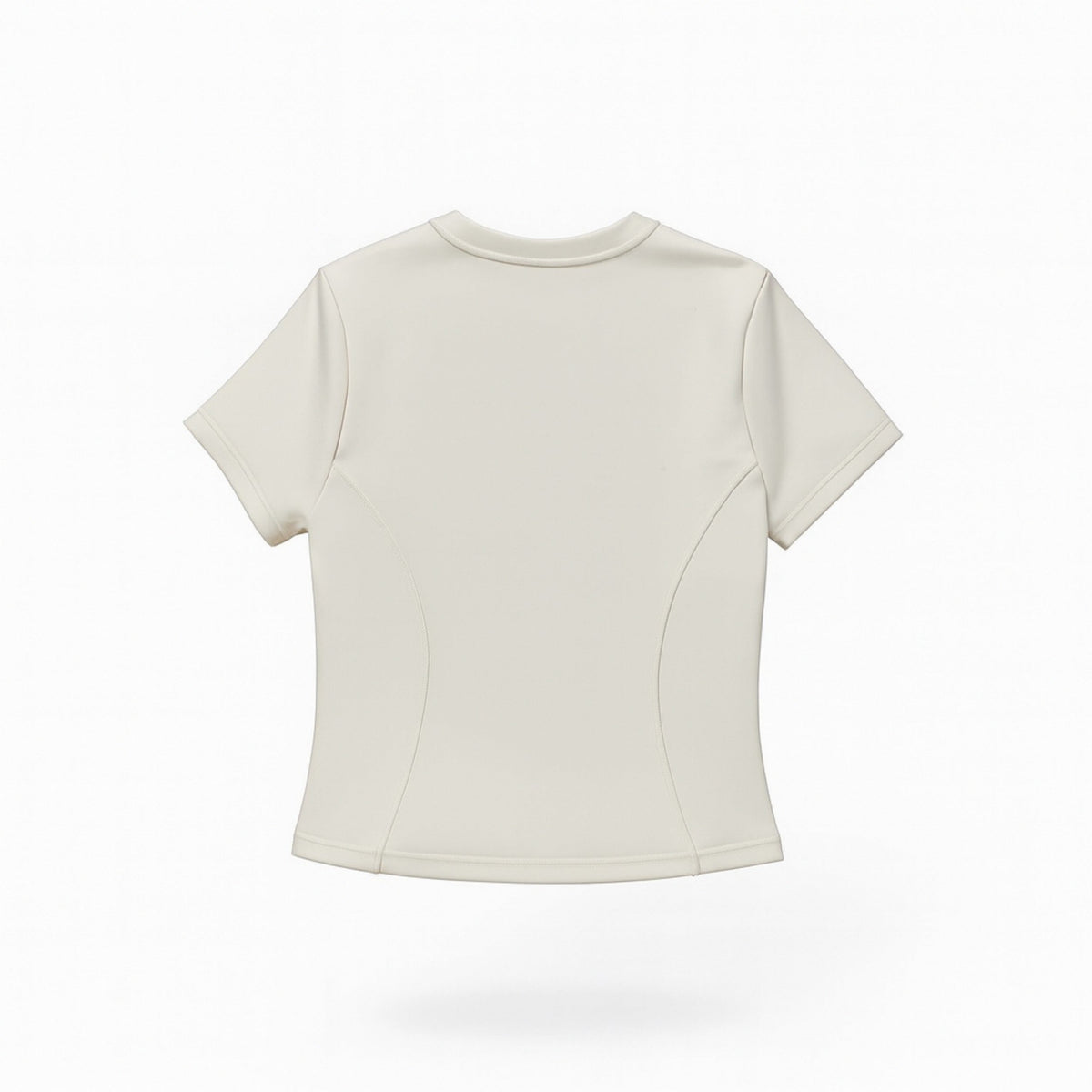 Women's Fitted Seamed Short Sleeve Yoga Tee in Ivory – photo 4