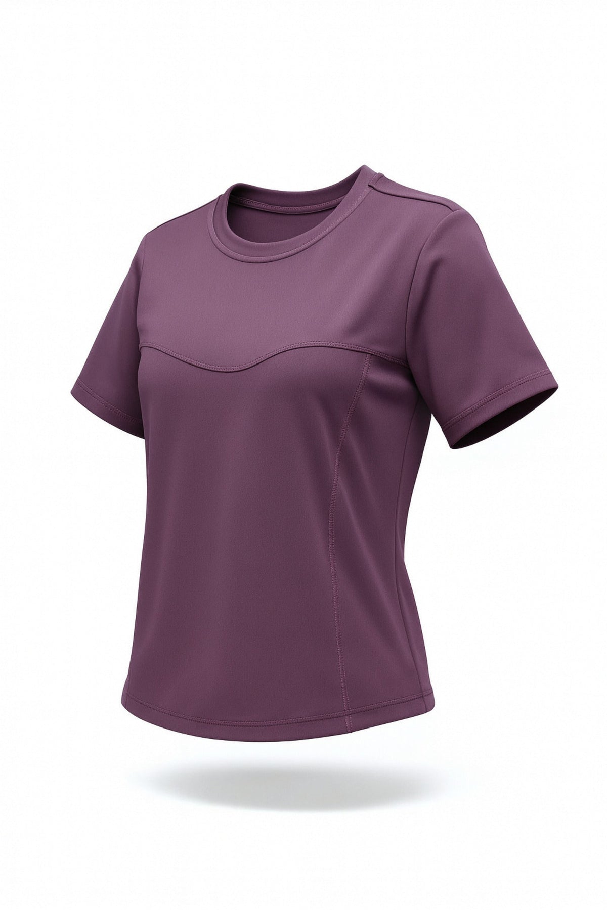 Women's Fitted Seamed Short Sleeve Yoga Tee in Lavender – photo 2