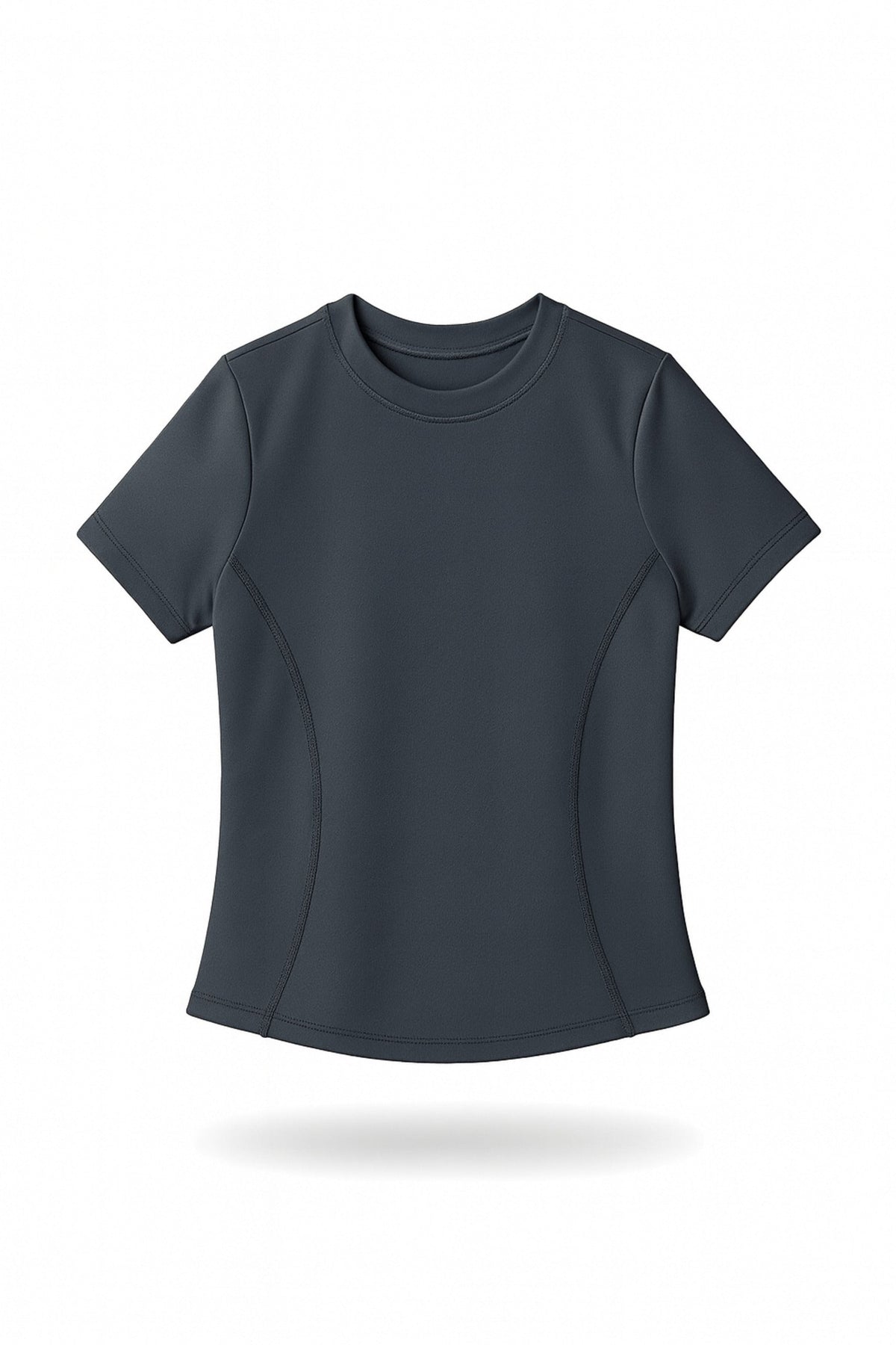Women's Fitted Seamed Short Sleeve Yoga Tee in Black – photo 4