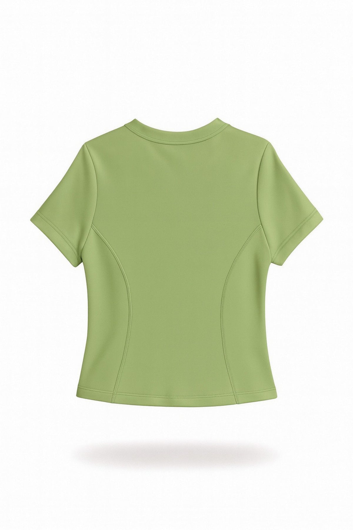 Women's Fitted Seamed Short Sleeve Yoga Tee in Sage – photo 4