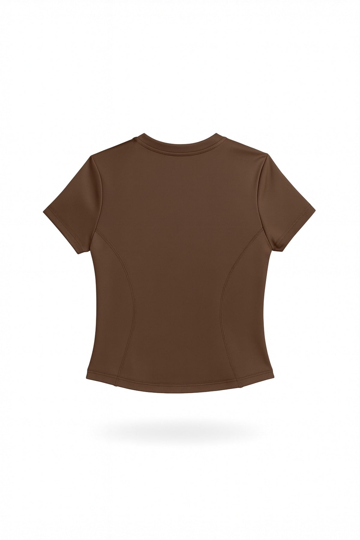 Women's Fitted Seamed Short Sleeve Yoga Tee in Terracotta – photo 3