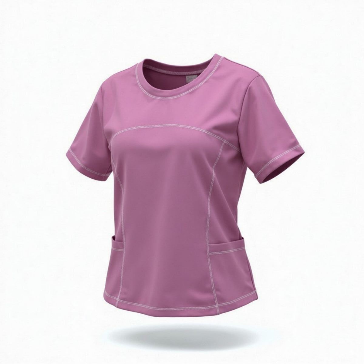 Women's Contrast Stitch Fitted Short Sleeve Tee in Blush – photo 3