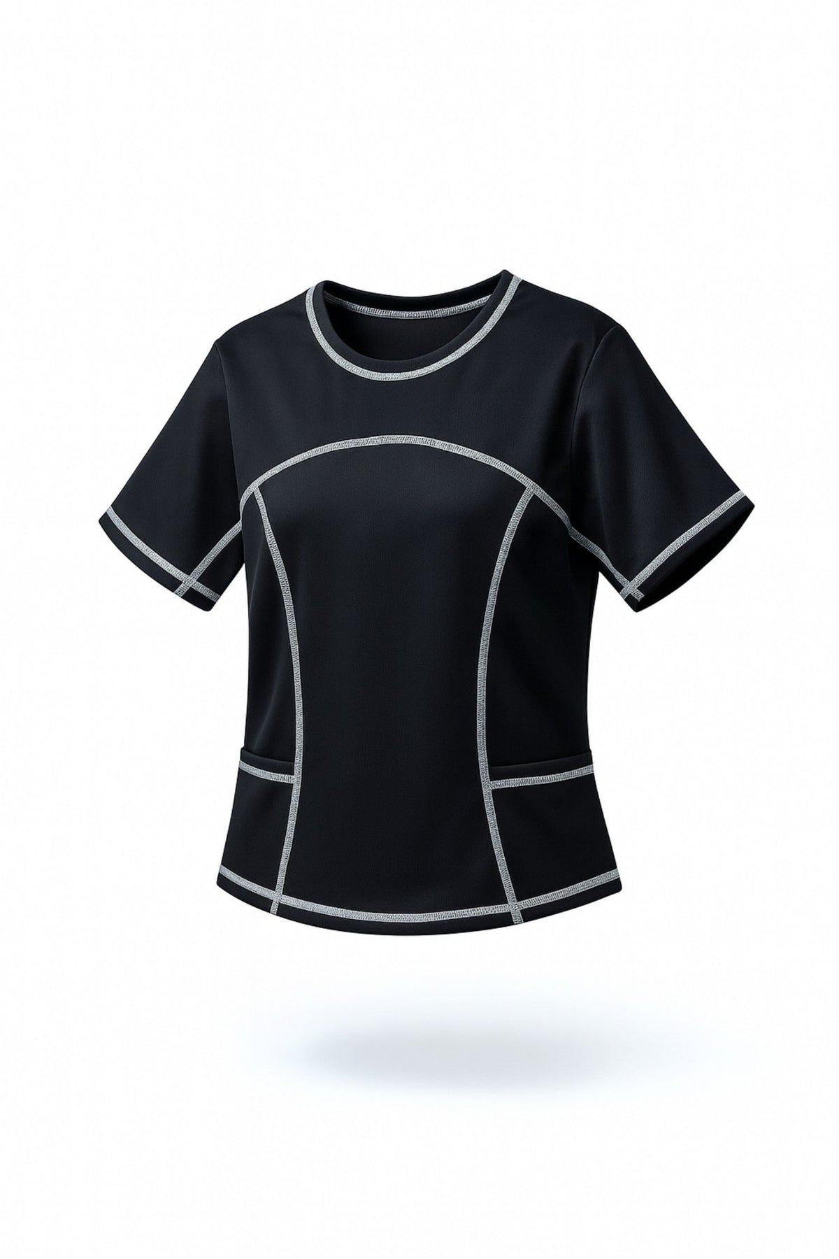 Women's Contrast Stitch Fitted Short Sleeve Tee in Black – photo 3