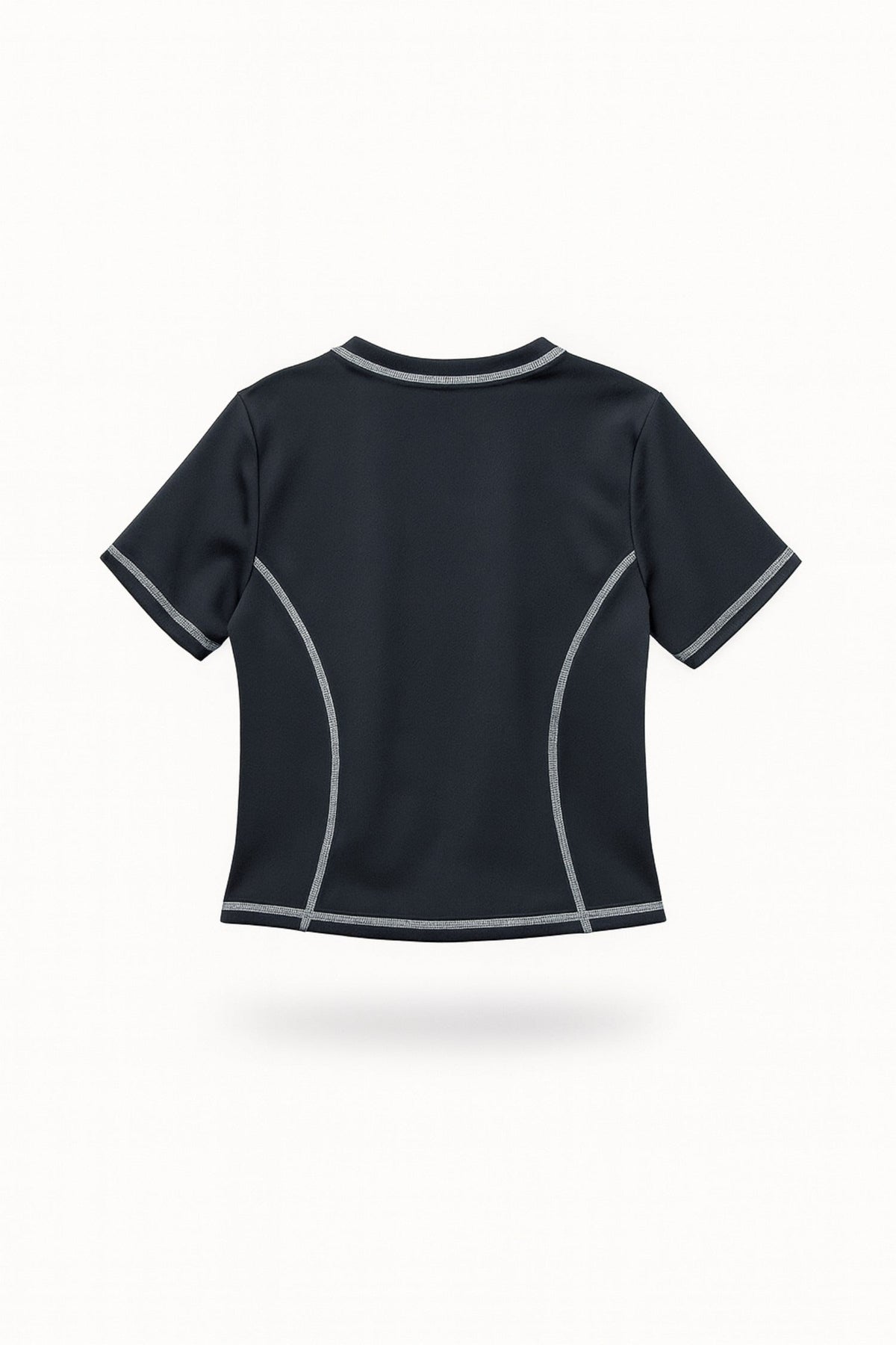 Women's Contrast Stitch Fitted Short Sleeve Tee in Black – photo 4