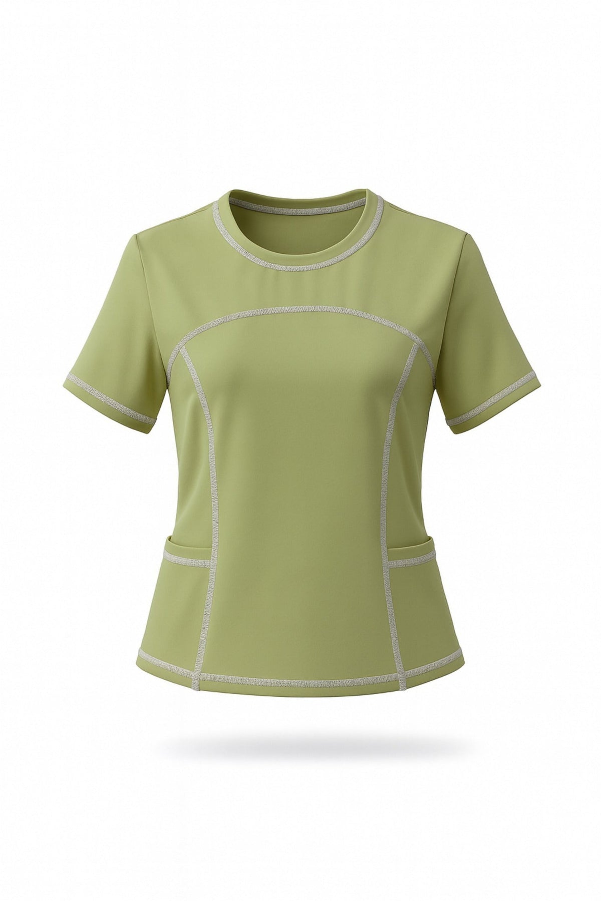 Women's Contrast Stitch Fitted Short Sleeve Tee in Sage – photo 3