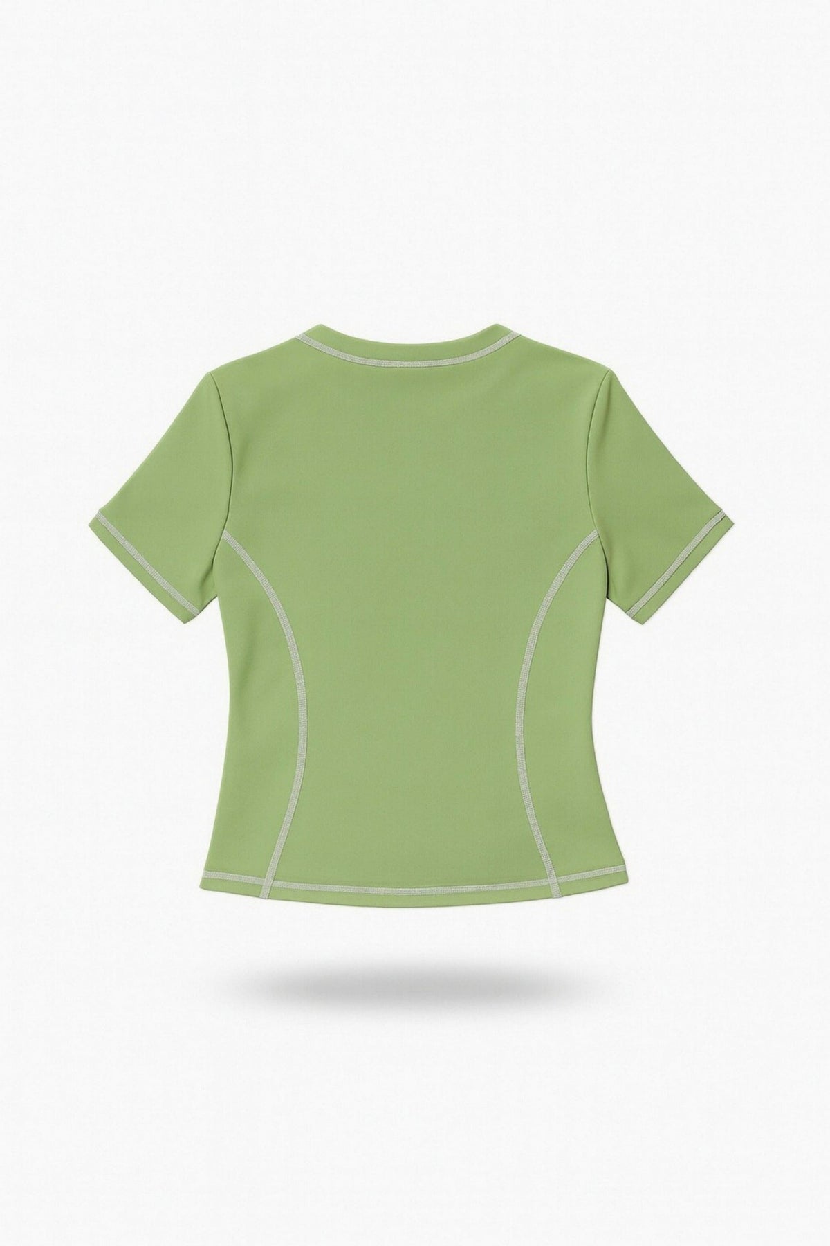 Women's Contrast Stitch Fitted Short Sleeve Tee in Sage – photo 4