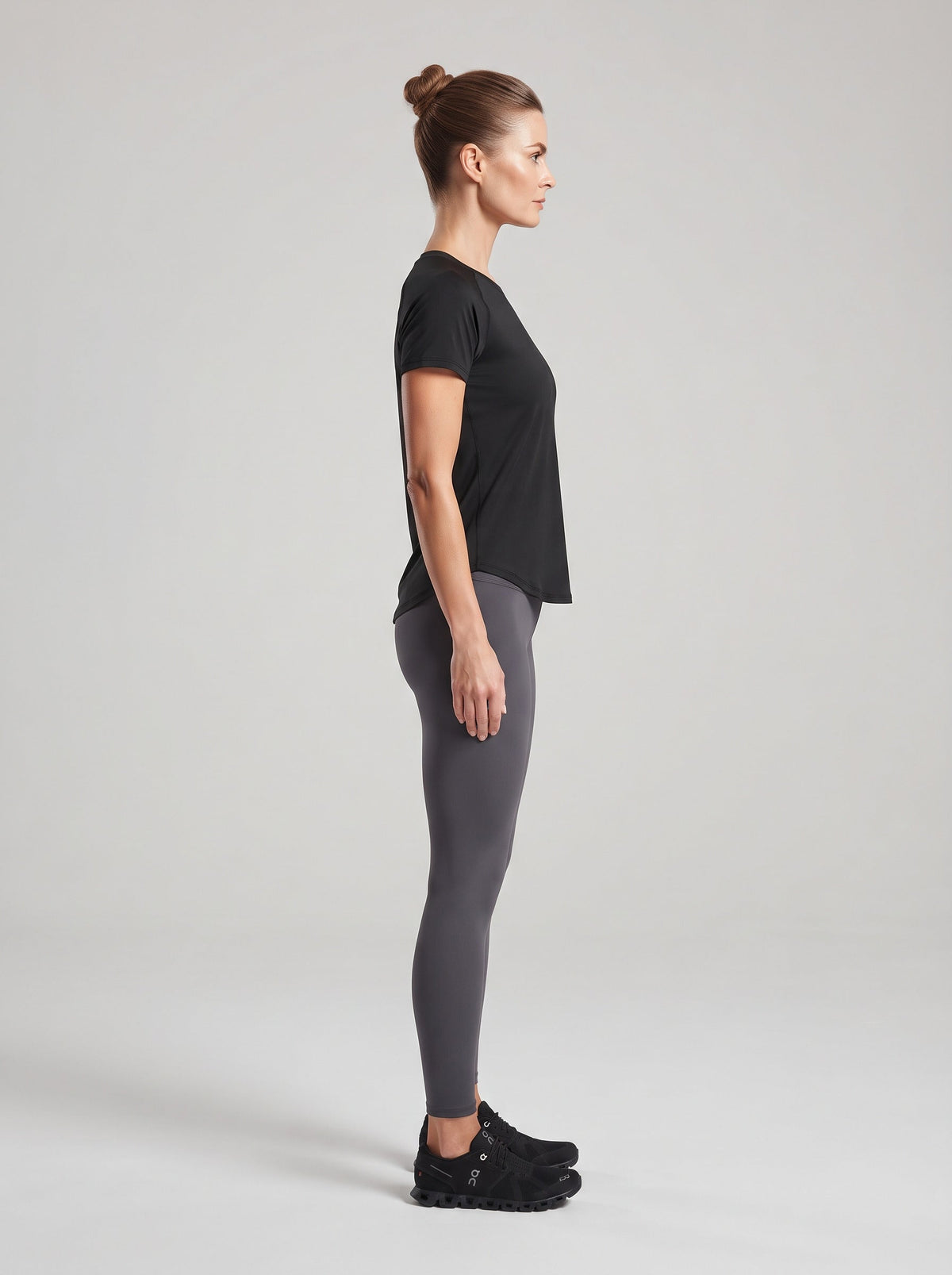 Women's Curved Hem Short Sleeve Performance Tee in Black – photo 3