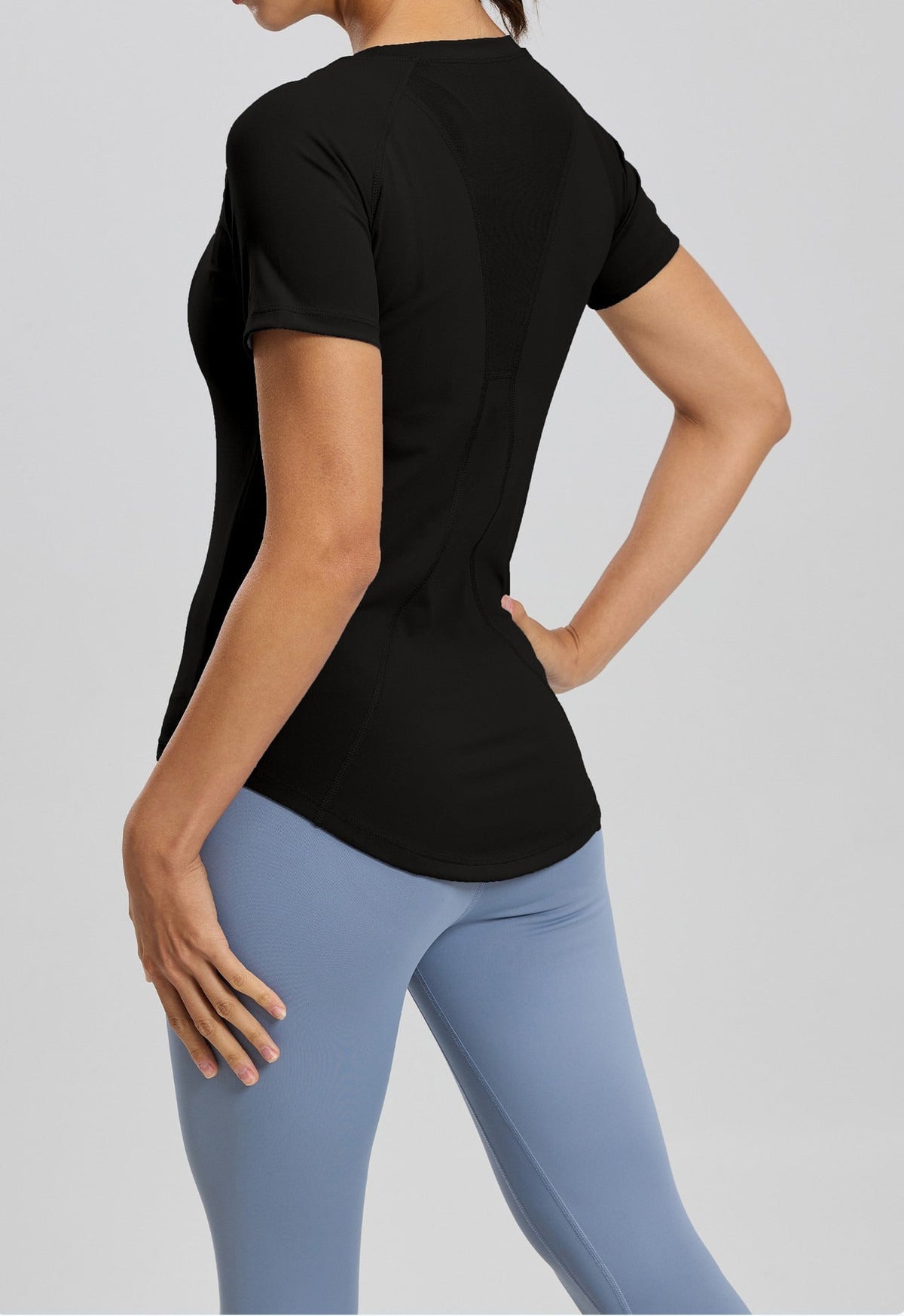 Women's Curved Hem Short Sleeve Performance Tee in Black – photo 5